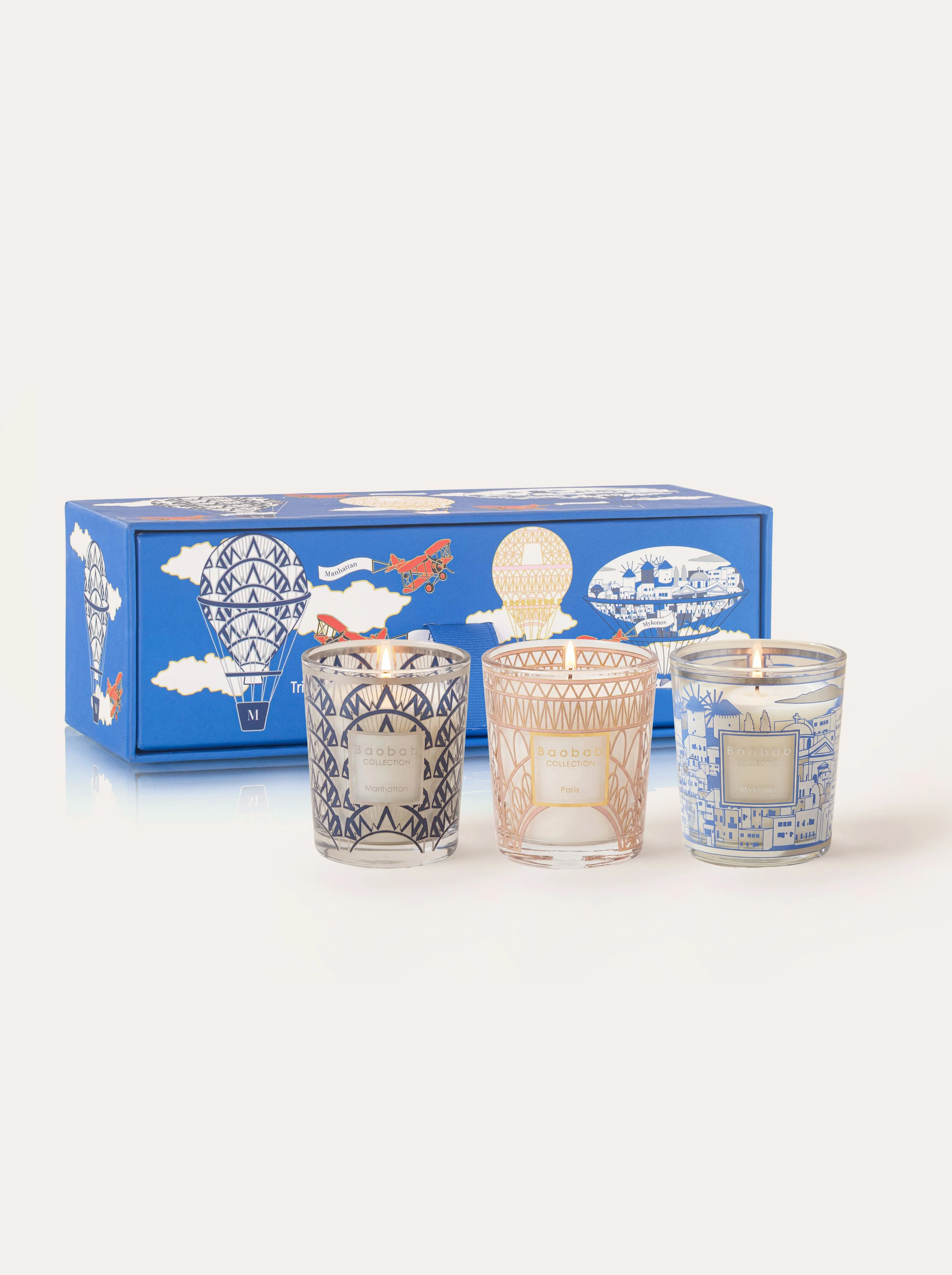 TRIO TRAVEL CANDLES MANHATTAN-PARIS-MYKONOS